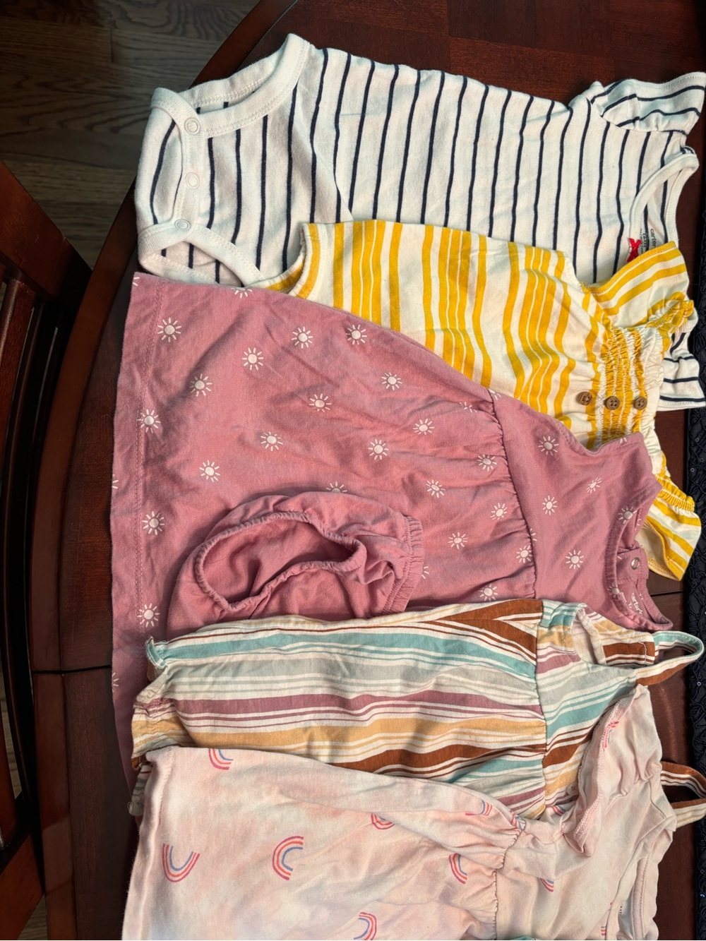 8 Carter's Pink, Yellow, White & Multicolor Striped Kids Rompers
